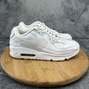 Nike Air Max 90 Shoes Boys Size 7 White Leather Athletic Sneakers CD6864-100